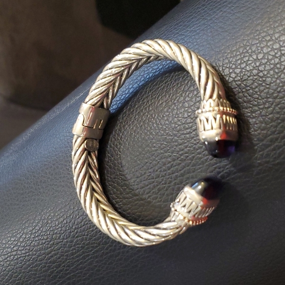 Sterling Cable Cuff with Amethyst and 14k Accents